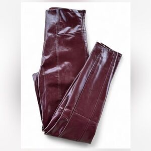 Spanx Faux Patent Leather Leggings Burgundy Size M